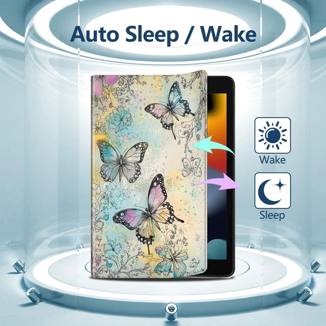 Alt view image 8 of 10 - for iPad Air 13 Inch Case M2(2024), for iPad Pro 12.9 Case (2022/2021/2020, 6th/5th/4th Gen) Case Slim PU Leather Multi-Angle Viewing Folio Stand Smart Shell Cover with Auto Wake/Sleep,Butterfly