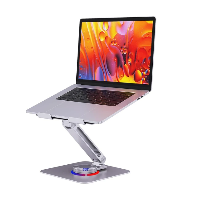 Alt view image 6 of 10 - SENZANS Adjustable Laptop Stand for Desk, 360 Rotating Base Portable Laptop Stand, Aluminum Alloy Foldable Computer Printer Riser Holder for Office Home Fits MacBook Air Pro, HP (10-17.3'') - Silver