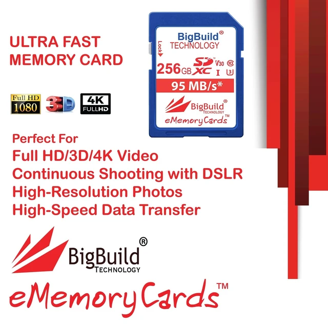 Alt view image 7 of 10 - BigBuild Technology 256GB U3 SDXC Memory Card for Canon PowerShot V10 Cameras
