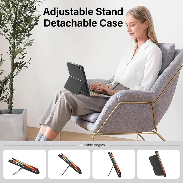 Alt view image 7 of 10 - for iPad Air 11 inch case with Keyboard (M2, 2024), iPad Pro 11 inch (4th/3rd/2nd/1st Gen) & iPad Air 5th/4th Gen 10.9, Built-in Pencil Holder, Trackpad,Rainbow Backlit, Portrait/Landscape Dual Mod