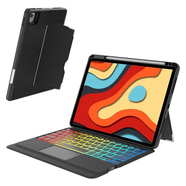 Alt view image 6 of 10 - for iPad Air 11 inch case with Keyboard (M2, 2024), iPad Pro 11 inch (4th/3rd/2nd/1st Gen) & iPad Air 5th/4th Gen 10.9, Built-in Pencil Holder, Trackpad,Rainbow Backlit, Portrait/Landscape Dual Mod