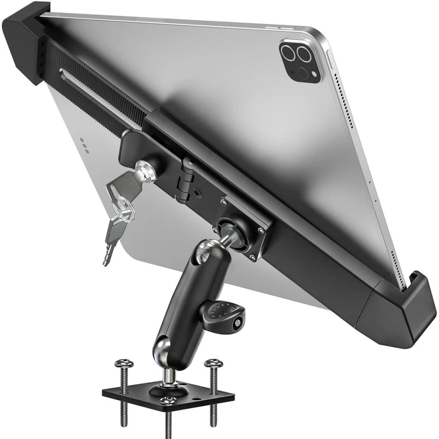 Alt view image 11 of 12 - woleyi Anti Theft Heavy Duty Drill Base Tablet Holder Car Mount Dashboard for Truck/Vehicle with Security Lock and Key, Compatible with iPad Pro/Air/Mini, Galaxy Tabs, More 7-11" Tablets