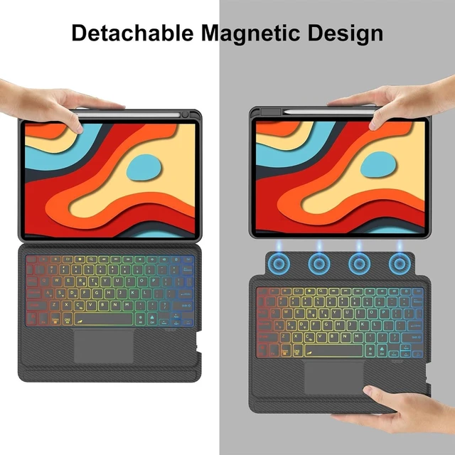Alt view image 10 of 10 - for iPad Air 11 inch case with Keyboard (M2, 2024), iPad Pro 11 inch (4th/3rd/2nd/1st Gen) & iPad Air 5th/4th Gen 10.9, Built-in Pencil Holder, Trackpad,Rainbow Backlit, Portrait/Landscape Dual Mod