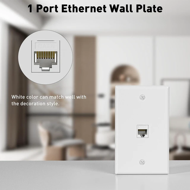 Alt view image 8 of 10 - ZoeRax 10-Pack Ethernet Wall Plate Outlet, Single Gang Matte Keystone Wall Plate with RJ45 Keystone Coupler, White