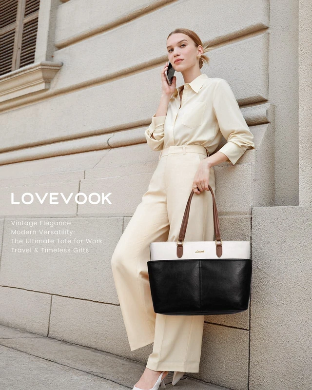 Alt view image 7 of 10 - LOVEVOOK Laptop Tote Bag for Women, 17.3 inch Laptop Work Bags for Teacher/Nurse Large Computer Bag for Office, Briefcase Handbag with Cup Holder
