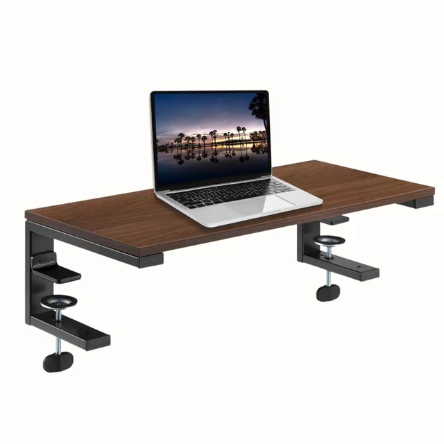 Alt view image 6 of 10 - ThriveHive Ergonomic Clamp-On Laptop and Computer Monitor Riser Stand with Drawer, 21.6 x 9.8 inch - Dark Brown^^Laptop Stand for Desk, Monitor Riser, Desk Organizer, Office Desk Home Workspace