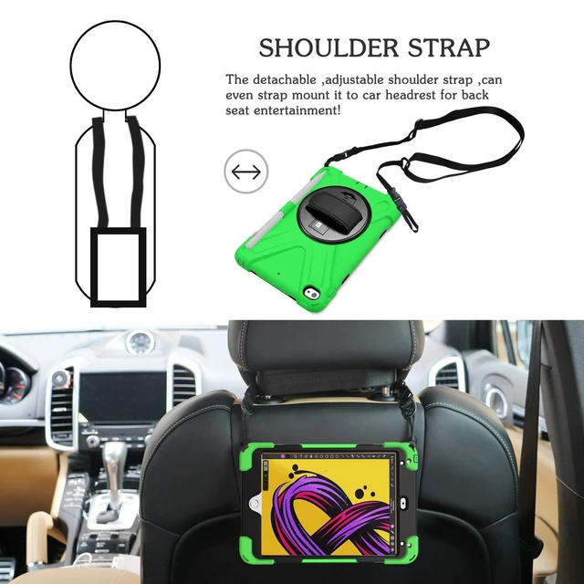 Alt view image 9 of 10 - BRAECN iPad mini 5 Case,iPad mini 4 Case, Heavy Duty Shockproof Protective Rugged Case with Pencil Holder,Hand Strap,Kickstand, Shoulder Strap for iPad mini 5th/4th Generation 7.9 Inch for Kids