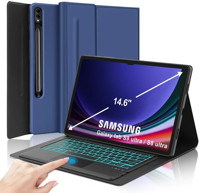 Alt view image 6 of 10 - Touchpad Galaxy Tab S10 Ultra/S9 Ultra/S8 Ultra Keyboard Case - 7 Color Backlit Keyboard Smart Protective Cover with S Pen Holder for Samsung Galaxy Tab S9 Ultra 2023/S8 Ultra 2022 14.6 inch