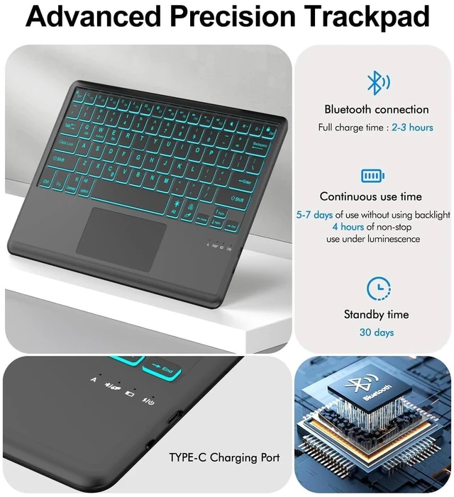 Alt view image 9 of 10 - Touchpad Galaxy Tab S10 Ultra/S9 Ultra/S8 Ultra Keyboard Case - 7 Color Backlit Keyboard Smart Protective Cover with S Pen Holder for Samsung Galaxy Tab S9 Ultra 2023/S8 Ultra 2022 14.6 inch