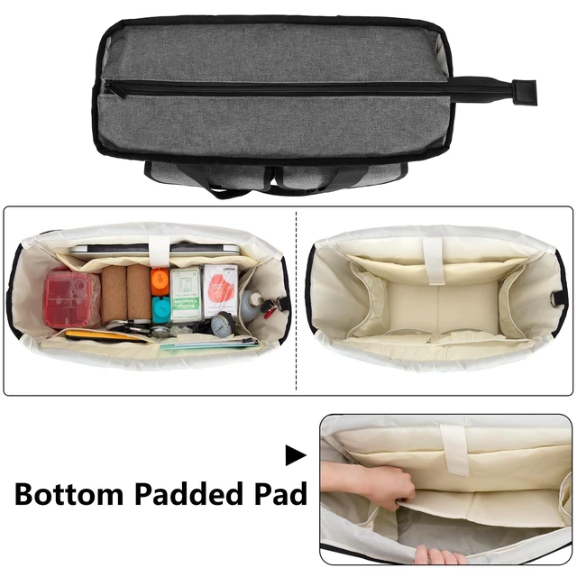 Alt view image 8 of 10 - LoDrid Nurse Tote with Padded Bottom, Separated Storage for Laptops up to 15.6 Inch, Large Compartment, Gray