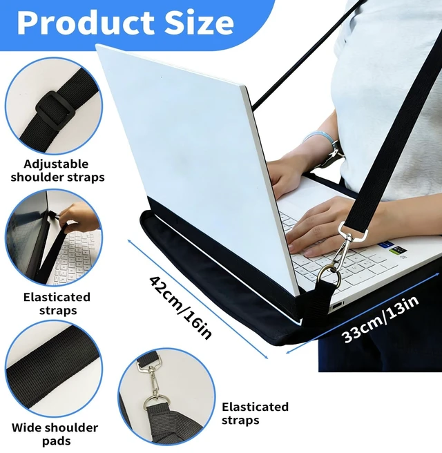 Alt view image 12 of 12 - Play as Pro Portable Laptop Harness for Walking,16" Adjustable Wearable Laptop Stand,Secure Walking Laptop Harness Easily fits with Flexible Strap for Tablets E-Readers Notebook Notepad Standing Desk