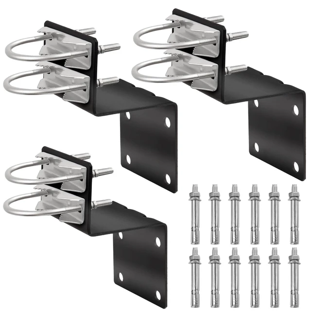 Alt view image 6 of 10 - XRDS-RF Antenna Mount Kit, Black-Coated Pole Mount Bracket with Double U-Bolts Clamp V Jaw Bracket for Outside Home Antenna Holder 3 Sets