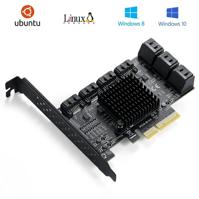 Alt view image 7 of 10 - MZHOU PCIe SATA Controller Card 10 Port with 10 SATA Cables and Low Profile Bracket - 6Gbps 3.0 PCIe Card,Support 10 Port 3.0 Devices