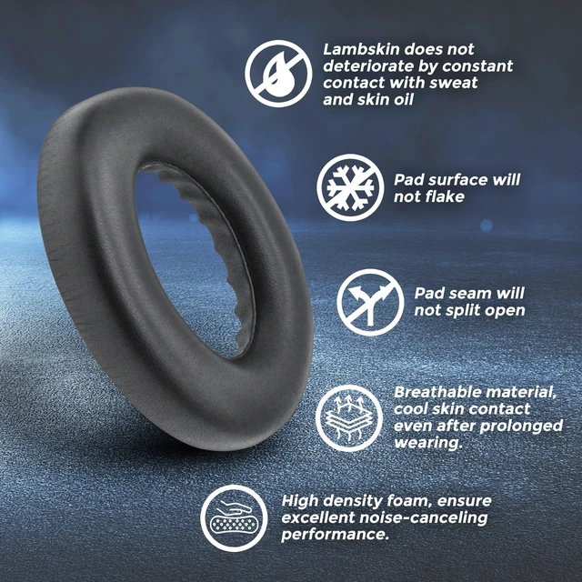 Alt view image 12 of 12 - Lambskin NC 700 Earpads Real Leather Ear Pads Cushions Sheepskin Replacement Cups for Bose NC700 Noise Canceling Headphones (Black)