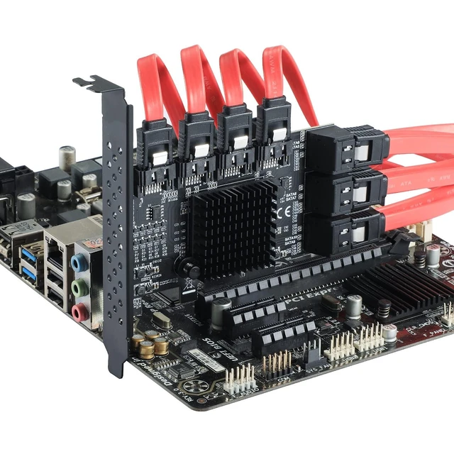 Alt view image 9 of 10 - MZHOU PCIe SATA Controller Card 10 Port with 10 SATA Cables and Low Profile Bracket - 6Gbps 3.0 PCIe Card,Support 10 Port 3.0 Devices