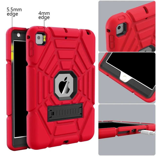 Alt view image 10 of 10 - Grifobes for iPad Mini 5 Case 2019, for iPad Mini 4 Case 2015 for Kids, Heavy Duty Shockproof Rugged Case Cover with Stand, Protective Case for iPad Mini 5th/4th Generation 7.9 inch (Red+Black)
