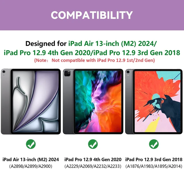 Alt view image 7 of 10 - KBCASE Keyboard Case for iPad Air 13 inch M3/M2 (2025/2024)/for iPad Pro 12.9 6th/5th/4th/3rd Gen (2018-2022), 360Rotatable Case with Touchpad & Pencil Holder for iPad Air 13/Pro 12.9 (Light Purple)
