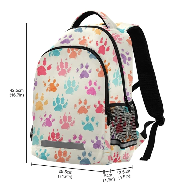 Alt view image 8 of 10 - ALAZA Colorful Dog Paw Print Vinatge Backpacks Travel Laptop Daypack School Book Bag for Men Women Teens Kids