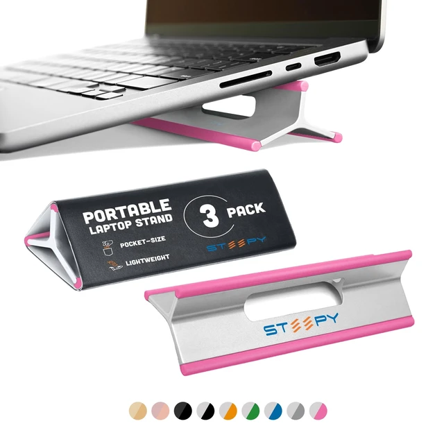 Alt view image 6 of 10 - Steepy Portable Laptop Stand for Desk Adjustable Height, & Portable Laptop Holder Ergonomic Computer Stand for Cooling & Comfort Slip-Proof, Sturdy Design Universal Fit for 13-17 Inch Devices