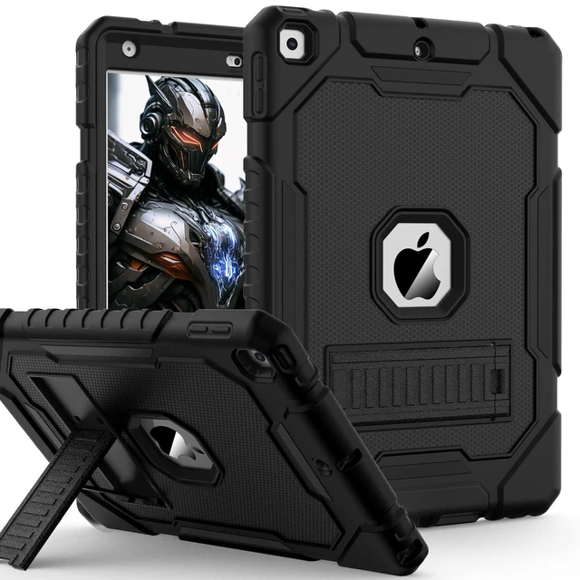 Alt view image 6 of 10 - ZoneFoker Case for iPad 9th/8th/7th Generation 2021/2020/2019(10.2 inch), Heavy Duty Military Grade Shockproof Rugged Protective 10.2" Cover with Built-in Stand for iPad 9 8 7 Gen (Black)
