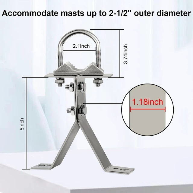 Alt view image 7 of 10 - XRDS-RF Antenna Wall Mount 6 Inch Heavy-Duty Stand Off Wall Mast Mount Windproof Mounting Bracket for TV Mast (2-Leg + 2-Leg)