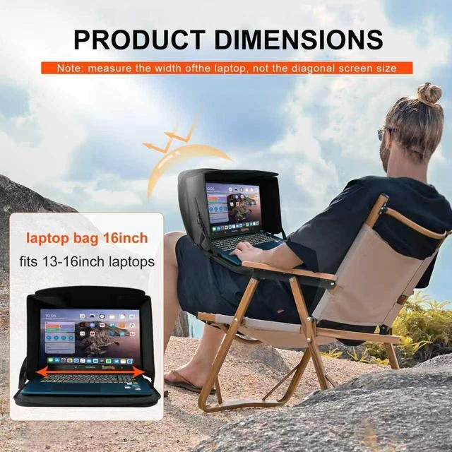 Alt view image 7 of 10 - Comastbo Fits Up to 16" Laptop Sun Shade Bag for Working Outside Foldable,Beach Working Glare Protection,Travel Easy to Carry.UV-Heat Relective