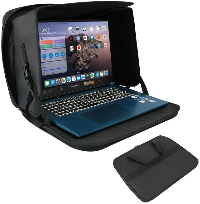 Alt view image 6 of 10 - Comastbo Fits Up to 16" Laptop Sun Shade Bag for Working Outside Foldable,Beach Working Glare Protection,Travel Easy to Carry.UV-Heat Relective