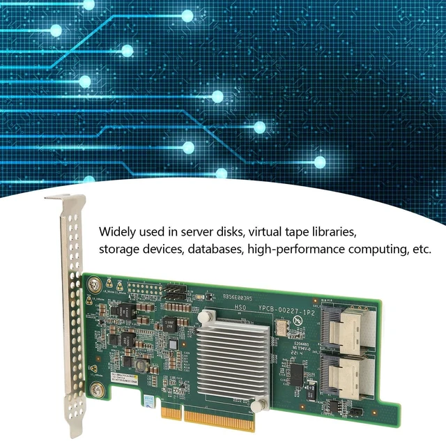 Alt view image 7 of 10 - Zyyini 6G PCIe X8 Array Card with 2 SAS Mini Interface, SATA3 Bandwidth, Supports 16T Disk, Compatible with x8 x16 Slot, Computer, Storage Device