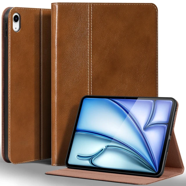 Alt view image 6 of 10 - Gexmil Leather Case for iPad Air 11 Inch M4/M3/M2 (2026/2025/2024),iPad Air 10.9 Inch 5th/4th Generation 2022/2020, Top Grain Leather Cover with Pencil Holder,Auto Sleep/Wake,Yellow Brown