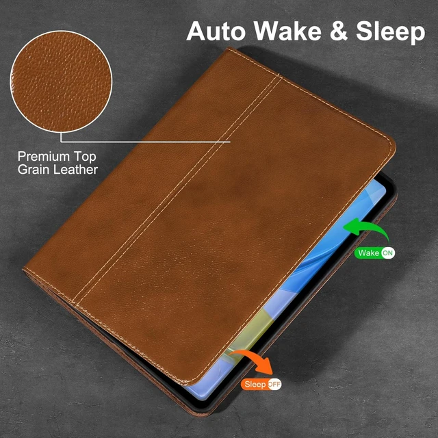 Alt view image 8 of 10 - Gexmil Leather Case for iPad Air 11 Inch M4/M3/M2 (2026/2025/2024),iPad Air 10.9 Inch 5th/4th Generation 2022/2020, Top Grain Leather Cover with Pencil Holder,Auto Sleep/Wake,Yellow Brown