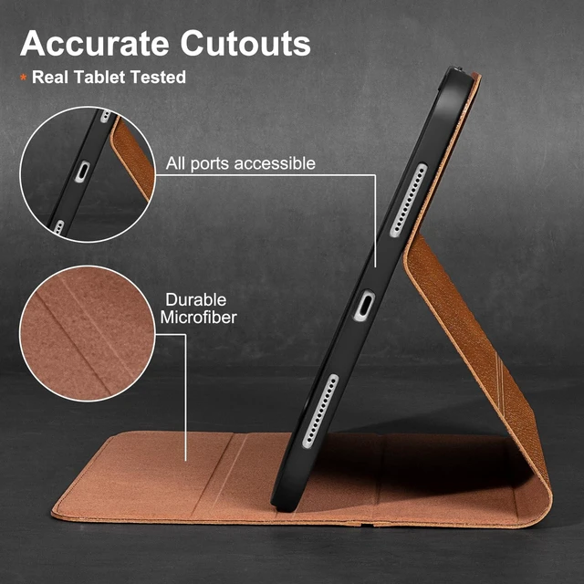 Alt view image 10 of 10 - Gexmil Leather Case for iPad Air 11 Inch M4/M3/M2 (2026/2025/2024),iPad Air 10.9 Inch 5th/4th Generation 2022/2020, Top Grain Leather Cover with Pencil Holder,Auto Sleep/Wake,Yellow Brown