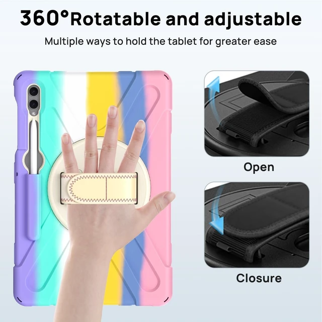Alt view image 10 of 10 - Gerutek Case for Samsung Galaxy Tab S10 Plus/S9 Plus/S9 FE Plus/S8 Plus/S7 Plus/S7 FE 12.4 inch, Full-Body Drop Protective Case with Screen Protector, Pencil Holder, Hand Stand Strap, Colorful Pink