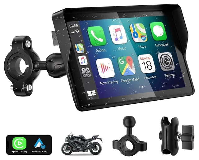 Alt view image 11 of 12 - 2026 YZW GPS Carplay 5 inch for Motorcycle with Wireless CarPlay & Android Auto, IP69K Waterproof Touch Screen, GPS Nevigation, Supports Bluetooth, Siri, Google Assistant, Vioce Control, Bracket