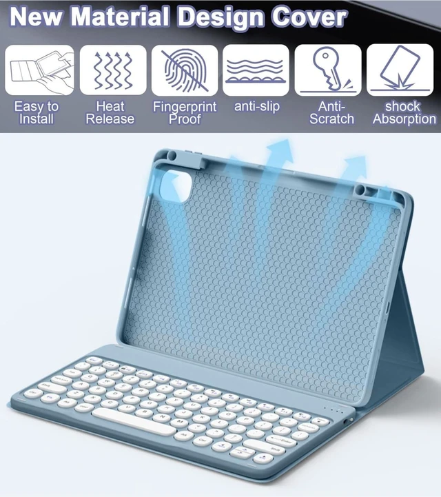 Alt view image 9 of 10 - Round Keys Keyboard Case for iPad mini 7(A17 Pro)/Mini 6, Cute Color Folio Stand Cover with Upper Pencil Holder/Magnetic Detachable Keyboard for iPad mini 7th/mini 6th GenerationBlack