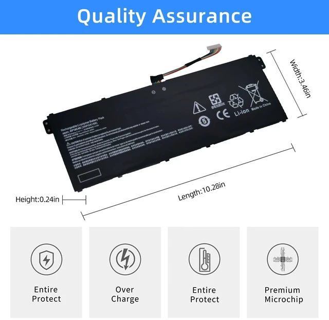 Alt view image 9 of 10 - NBULBL AP18C4K Battery Replacement for Acer Aspire 5 A515-43 A515-43-R057 A515-43-R19L A515-43-R9B1 A515-43G A515-43G-R05T A515-43G-R1SJ A515-43G-R2W2 Spin 3 SP314-54N 11.4V 48Wh 4200mAh