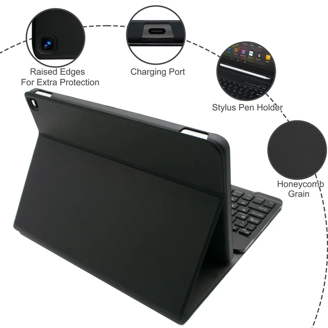 Alt view image 10 of 10 - GYSDCAZ Keyboard Case for Kindle Fire HD 10&10 Plus (2021&2023) 10.1 inch, 7 Color Rainbow Backlight Detachable Bluetooth Keyboard with Mouse (Black)