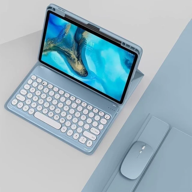 Alt view image 10 of 10 - kaidisen Keyboard Case for iPad Air 11 inch M3/M2 (2025/2024), Air 5th/4th Gen 10.9 inch/iPad Pro 11 inch 4th/3rd/2nd Gen Case with Keyboard and Mouse, Detachable Candy Color Round Key,Mist Blue