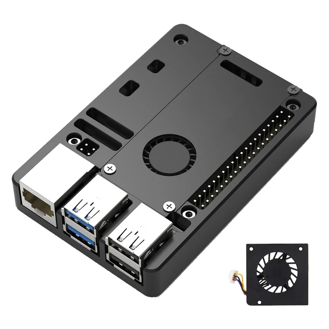 Alt view image 6 of 10 - eleUniverse Ultra-Thin CNC Aluminum Case with Fan for Raspberry Pi 5