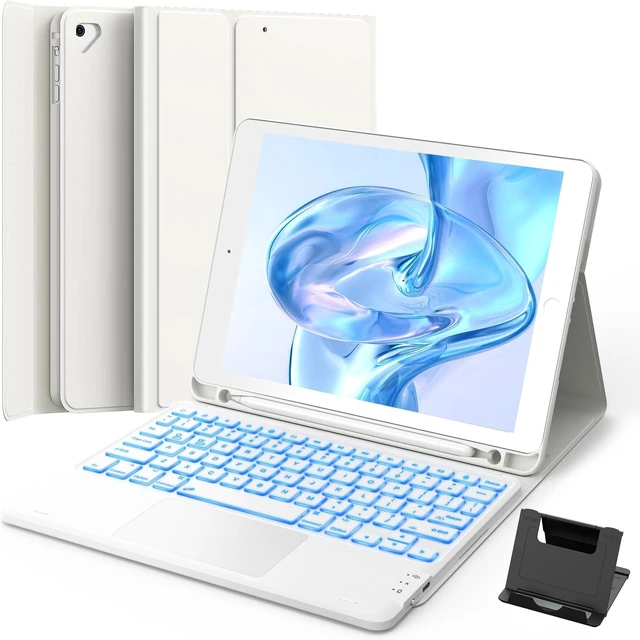 Alt view image 6 of 10 - GreenLaw Keyboard case for iPad 9.7 inch, iPad 6th Gen (2018), iPad 5th Gen (2017), iPad Air 2 (2014), 7 Color Backlit, Support 2 BT Devices, Touchpad Keyboard iPad Pro 9.7, White