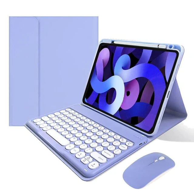 Alt view image 6 of 10 - KMXDD Keyboard Case Compatible with iPad 11-inch A16 2025, iPad 10th Generation 10.9 Inch 2022 Case with Bluetooth Mouse Round Key Cute Removable Color Keyboard Cover,Purple