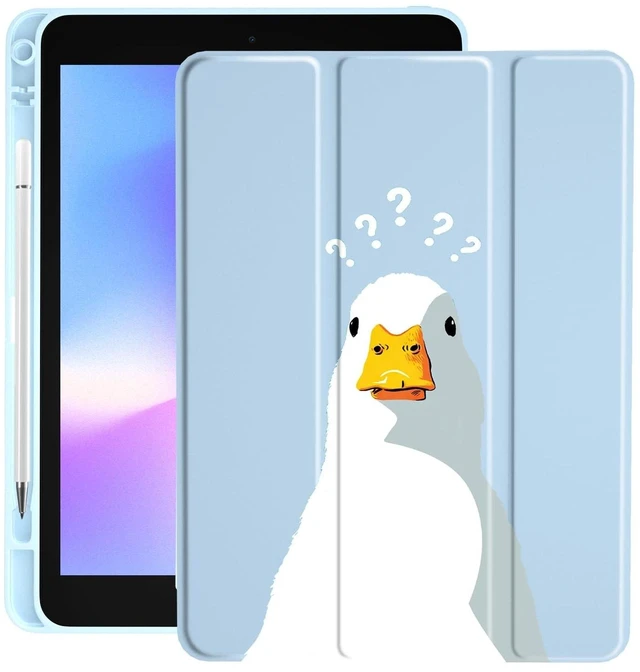 Alt view image 6 of 10 - LuGeKe Doubtful Duck Case for iPad mini 6 Unique Case,Pencil Holder & Clear Acrylic Back & Trifold Stand Cover for Women
