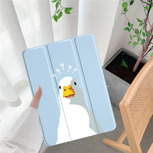 Alt view image 7 of 10 - LuGeKe Doubtful Duck Case for iPad mini 6 Unique Case,Pencil Holder & Clear Acrylic Back & Trifold Stand Cover for Women
