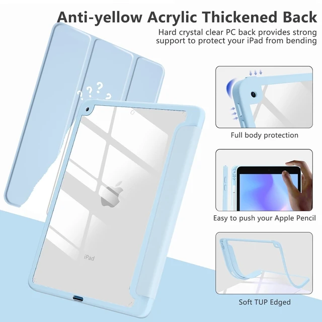 Alt view image 9 of 10 - LuGeKe Doubtful Duck Case for iPad mini 6 Unique Case,Pencil Holder & Clear Acrylic Back & Trifold Stand Cover for Women