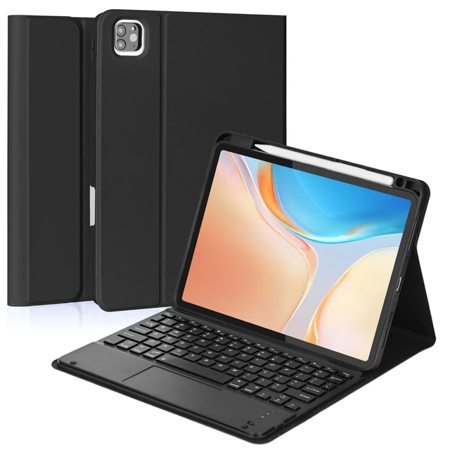 Alt view image 6 of 10 - Eisuiyi Keyboard Case for iPad Pro 11" M4 2024, Detachable Touchpad BT Keyboard, Magentic Protective Cover with Pencil Holder, Full Protection, Black
