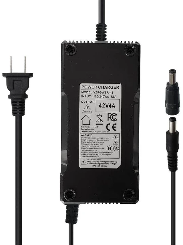 Alt view image 6 of 10 - Abakoo 42V 4A Battery Charger Adapter for 36V Lithium Li-ion Battery Pack with DC 5.5 x 2.5mm/5.5 x 2.1mm Plug