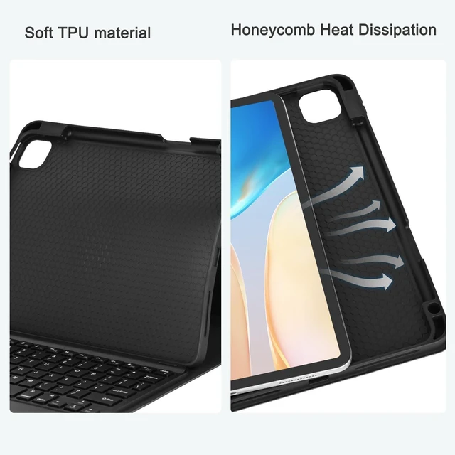 Alt view image 10 of 10 - Eisuiyi Keyboard Case for iPad Pro 11" M4 2024, Detachable Touchpad BT Keyboard, Magentic Protective Cover with Pencil Holder, Full Protection, Black