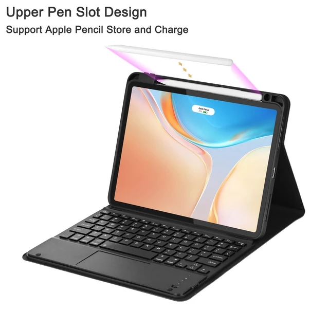 Alt view image 9 of 10 - Eisuiyi Keyboard Case for iPad Pro 11" M4 2024, Detachable Touchpad BT Keyboard, Magentic Protective Cover with Pencil Holder, Full Protection, Black