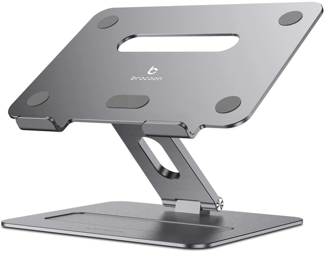 Alt view image 6 of 10 - brocoon Adjustable MacBook Laptop Stand for Desk ^^ Ergonomic Aluminum Laptop Riser with Heat-Vent, Compatible for 10-17" Laptops, Space Grey