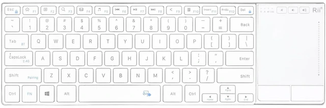 Alt view image 6 of 10 - Rii K22S 2.4G Wireless and Bluetooth Touch TV Keyboard with Easy Media Control and Built-in Touchpad,Stainless Steel Compact Keyboard for Windows, Android, Chrome OS, Laptop, Tablet - White