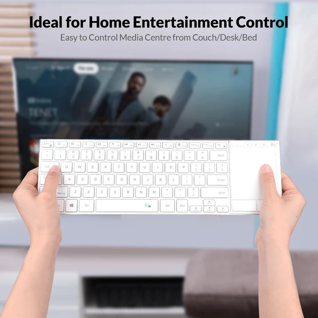 Alt view image 7 of 10 - Rii K22S 2.4G Wireless and Bluetooth Touch TV Keyboard with Easy Media Control and Built-in Touchpad,Stainless Steel Compact Keyboard for Windows, Android, Chrome OS, Laptop, Tablet - White